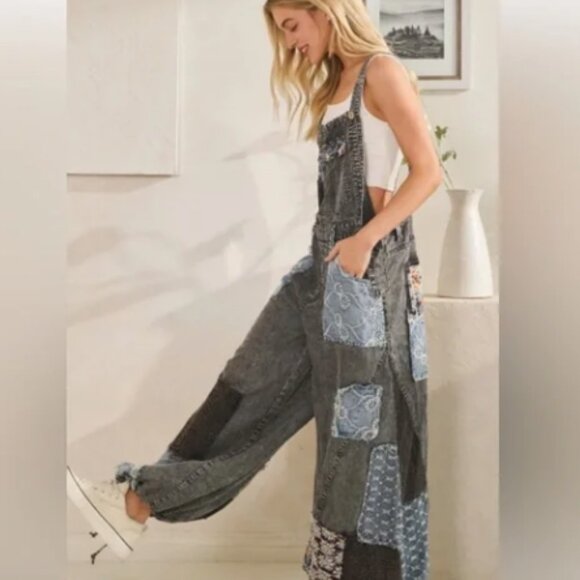 OLI & HALI PATCHWORK TENCEL OVERALLS - Picture 4 of 13